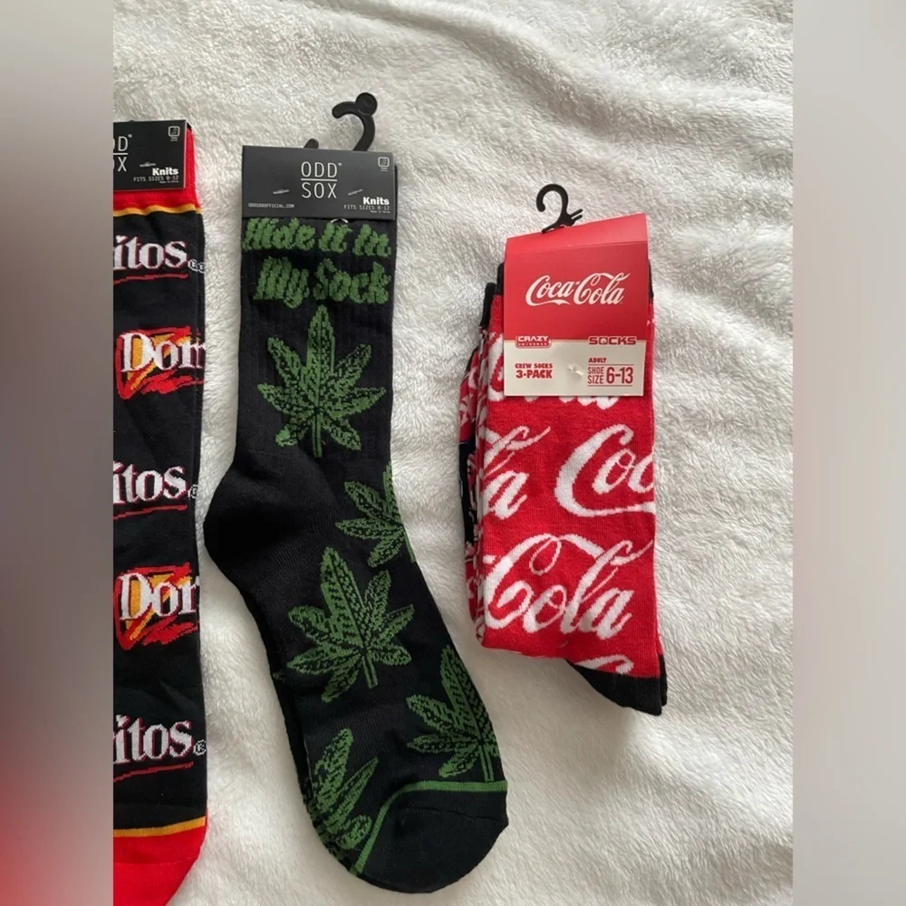 Bundle of 8 pairs of Mens Graphic Socks Collection Odd Sox/Crazy Socks/Coca Cola